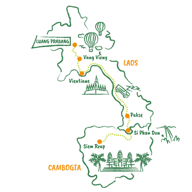 Mappa Laos Cambogia