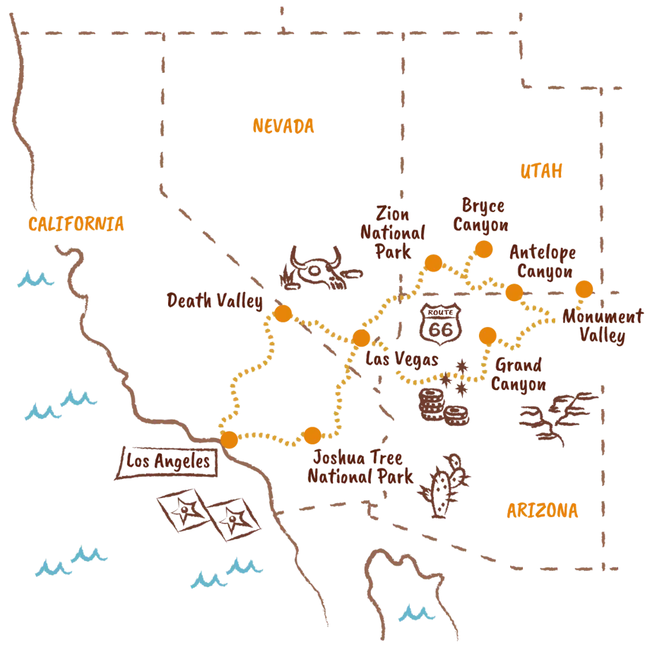 Mappa USA Grandi Parchi